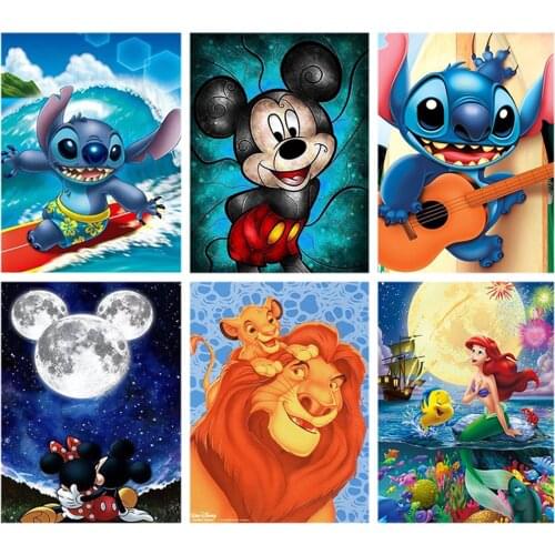 Disney Round Drill 5D DIY Diamond Painting Cartoon Princess Mickey Pattern Diamond Mosaic Embroidered with Rhinestones Wall Art