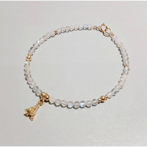 Lily Jewelry Labradorite Eiffel Tower Charm 925 Sterling Silver Gold color Clasp Bracelet For Women Drop Shipping