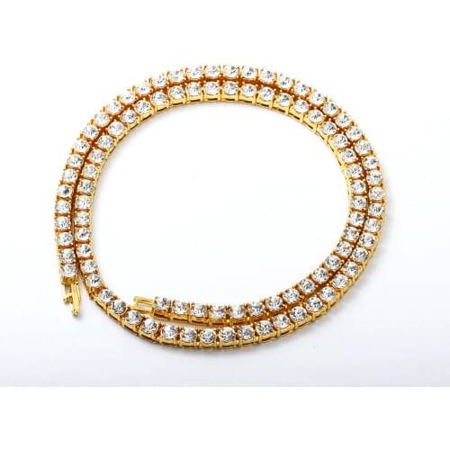 AITIEI 3mm-5mm Tennis Chain Necklace Iced Out Bling AAA Zircon 1 Row Men Hip Hop Jewelry Gold Silver Color Charms