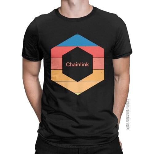 Chainlink LINK Cryptocurrency Grunge Sunset T-Shirts For Men Crewneck Pure Cotton T Shirts Classic Tee Shirt Clothes