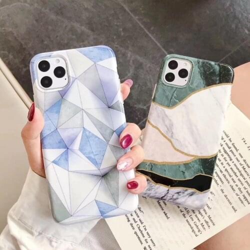 Geometric Marble Case for IPhone 11 Pro Max Phone Case Silicone Soft Luxury Case for IPhone XR XS Max 6 6S 7 8 Plus Cover Ring