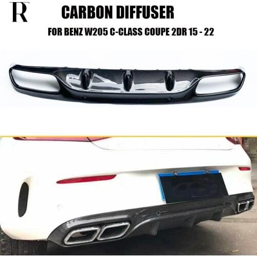 AMG Style Carbon Fiber Rear Bumper Diffuser for Benz C205 W205 Coupe 2DR C200 C220 C300 C43 C63 15 - 21