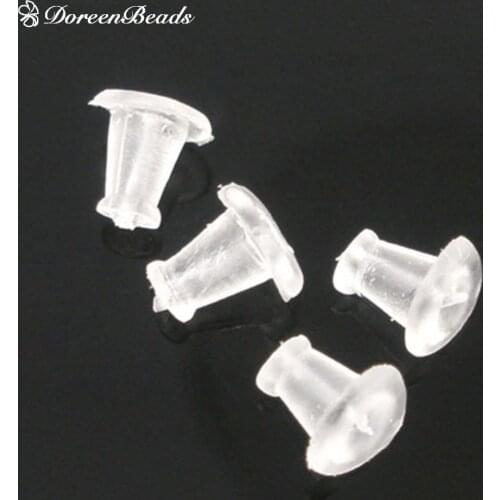 DoreenBeads 1000PCs Rubber Back Clear Earring Stoppers Findings Earplug Earrings For DIY Ear Jewelry Accessories 5x5mm