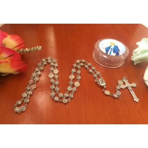 HOT SALE # Catholicism Christianism silver Madonna Religious Christ Jesuss crucifixion Cross crucifix Necklace prayer beads