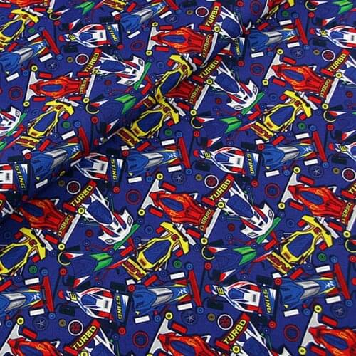 Cartoon TURBO Cars Print Cotton Fabric for Kids Clothes Home Textile Tissue Sewing Quilting DIY Needlework Material