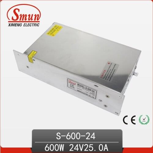 Smun Switching Power Supply 600W 24V 25A LED Power Supply For Indoor Industrial Control Transformer S-600-24