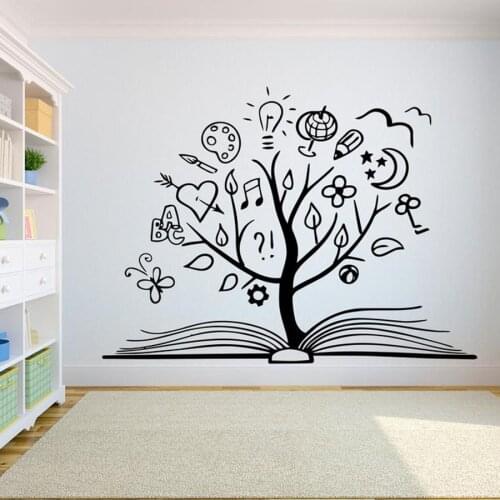 Book Tree Wall Decal Creative Books Reading Room Library Classroom Vinyl Stickers Bookstore Decoration Motivation Mural S415