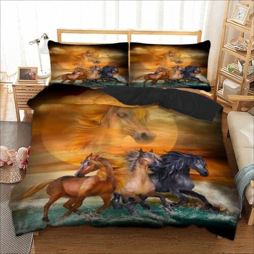 Animal Horse printed bedding set Duvet / Quilt cover set Twin Full Queen King Sizes Bed Cover lifelike printed Bed Linens set