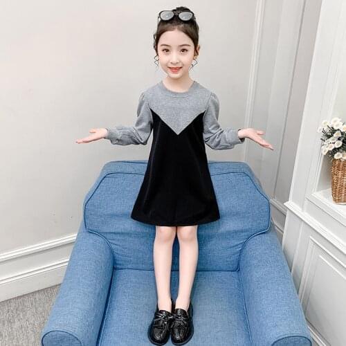 Teenage Girls Spring Autumn Princess Fashion Costume Childrens Long Sweatshirt Style Dresses Kids Korean Clothes 6 8 10 12 14Y