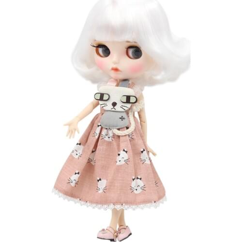 ICY DBS Blyth Doll white skin joint body New matte face with eyebrows lip Short white hair DIY sd gift toy