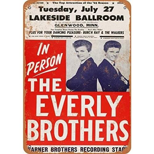 12 x 16 inches Metal Vintage Funny Tin Sign 1965 Everly Brothers in Minnesota