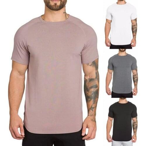 Fashion T-shirt Men T-shirt Solid Color Breathable Summer Round Neck Short Sleeve Top for Sports O-neck T-shirt Men
