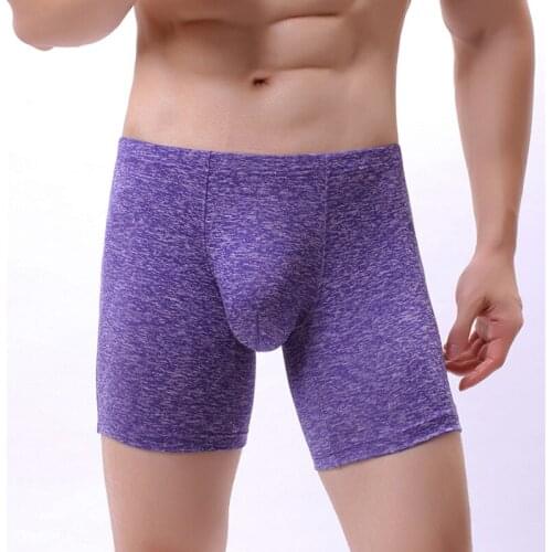Mens Panties Long Underpants Thin Breathable U Convex Men Underwear Boxers
