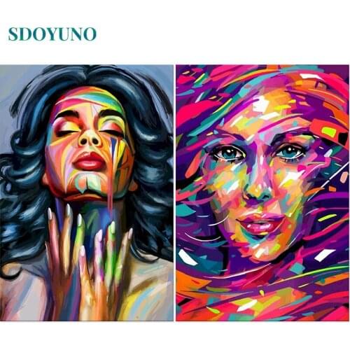 SDOYUNO 60x75cm Paint By Numbers Kits On Canvas Abstract Figure DIY Frameless Oil Painting By Numbers Hand Painting Draw Number