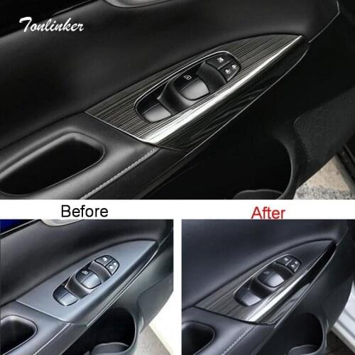 Tonlinker Covers Stickers For Nissan SYLPHY 2012-18 Car Styling 4 PCS Stainless steel Door Windows Lift Button Cover Stickers