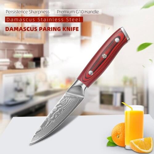 NANHAIONE 3.5 Inch Paring Knives 67 Layers Damascus Steel Chef Knife Japanese Kitchen Knives Cooking Knife Kitchen Tool CL128