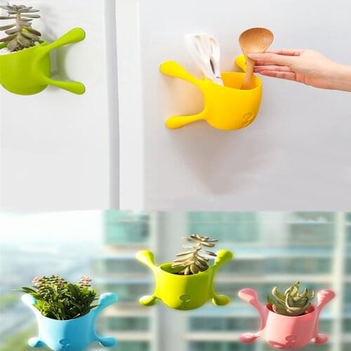 Wall Vase Stickers Magic Creative Small Flower Pot Green Radish Flower Pot Tableware Storage Toothbrush Toothpaste Bathroom Stor