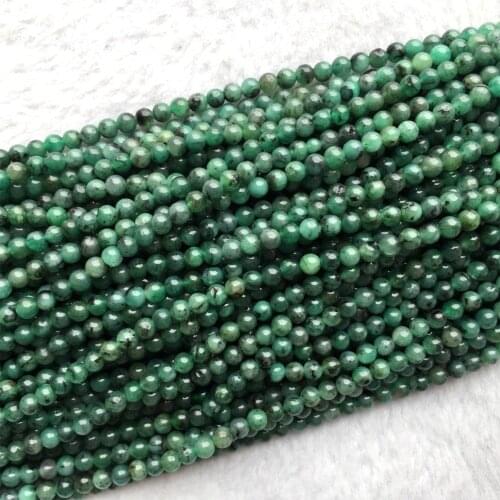 Genuine Natural Columbia Emerald Green Semi-precious stones Round Beads 15"