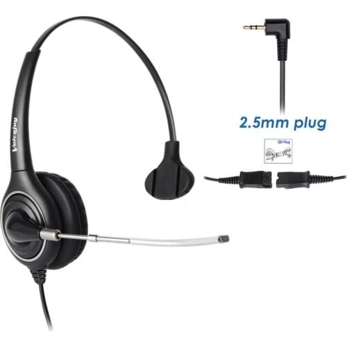 VoiceJoy 2.5mm plug Headset headphones for Cisco SPA Series, Grandstream, Polycom SoundPoint IP 321/331 Pro SE-220/225
