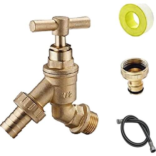 New Fast Shipping 1PCS 1/2inch BSP Brass Faucet With 3/4inch Threaded Faucet Adapter For Outdoor Tap And Faucet Garden Supplies