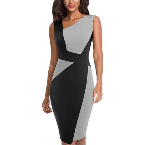 Western Style Slim Slim Sexy Bag Hip Skirt Summer Retro Sleeveless Business Formal Wear Elastic Contrast Contrast Dress 2021 New