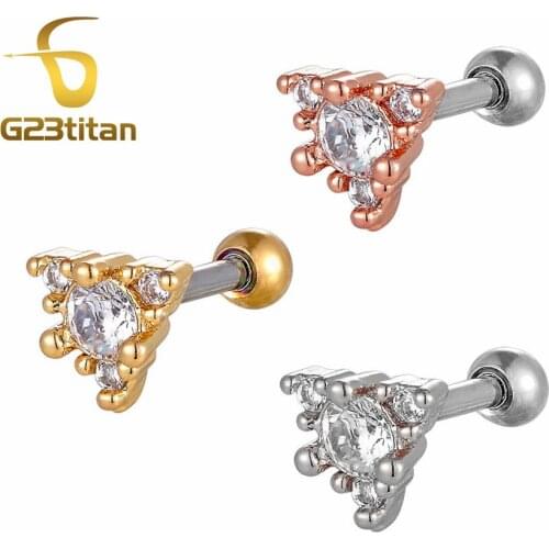 G23titan Body Piercing Jewelry Geometric Triangle Ear Cartilage Tragus Piercing Rings Helix Studs Body Accessories Earring