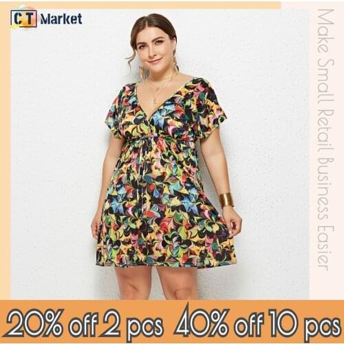 Plus Size Casual Dress Draw String Holiday Gown for Party Women Fashion Clothes 2021 New CT6021