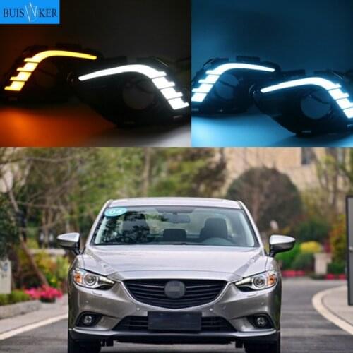 Turning Signal & Dimming style relay 12V LED car DRL daytime running lights with fog lamp hole for Mazda 6 Atenza 2013 2014 2015