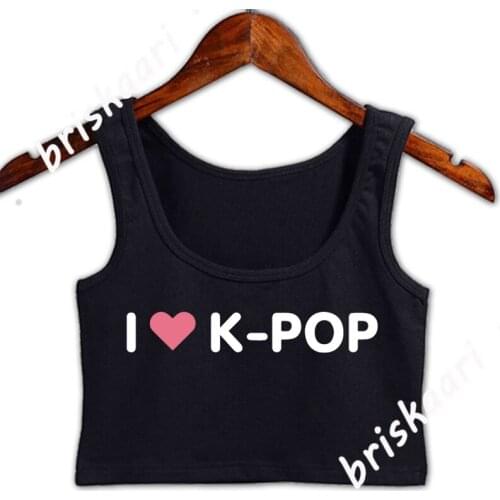 I Love Kpop Crop Top Women Leisure Funny Casual O-Neck Graphic Top Summer Style Pictures Fitness Vest