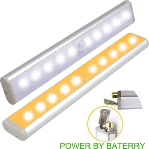 6/10 LEDs LED Motion Sensor Light Cupboard Wardrobe Bed Lamp LED Under Cabinet Night Light For Closet Stairs Kitchen