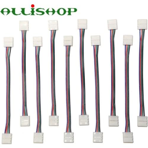 ALLiSHOP 10Pcs 5050 RGB LED Strip Light conector extension cable adapter 4 Pin Conductor 10 mm Wide Strip to Strip Jumper