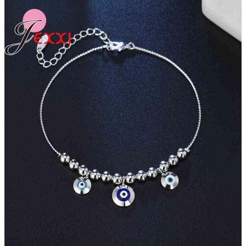 Vintage Two Colors Beads Chains Bracelets With Evil Eye Shaped Design For Women Girls Christmas Gifts Wristband B