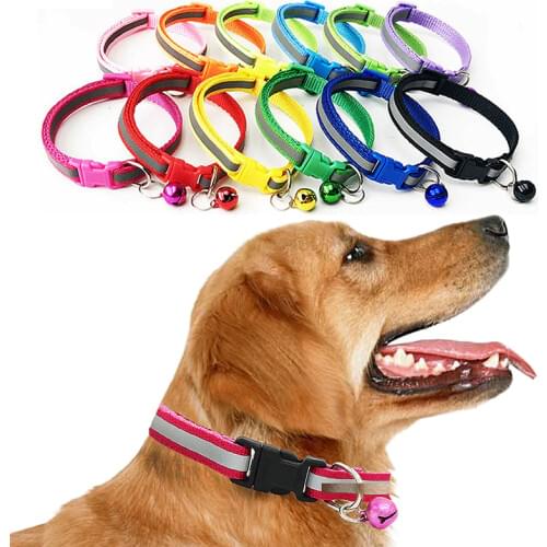 High Quality Pet Collars Adjustable Necklace Collar 1PC Puppy Cat Popular With Bells Dog Collars Pet Supplies Reflective Light