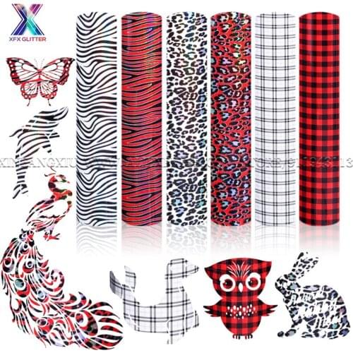 XFX HTV Cricut 10 Sheet 25x30.5cm Christmas Plaid Heat Transfer Vinyl Bundle Cricut Vinyl Roll T-shirt Iron on HTV Stickers DIY
