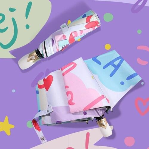 Womens Automatic Folding Umbrella Compact Beach Parasol Pocket Umbrella Black Coating Anti-UV Fashion 2021 Girls Paraguas