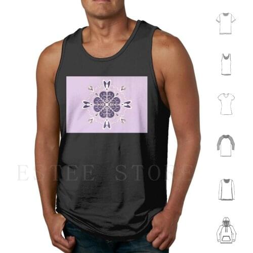 Mandala Tank Tops Vest Sleeveless Purple Mandala Flower Shape Gold