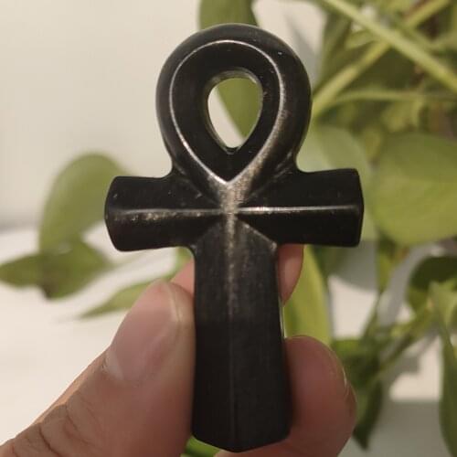 1-3pcs 55mm Top Quality Natural Obsidian Stone Pendant Carved Cross Amulet Lucky Pendant Necklace Women Mens Fine Jade Jewelry