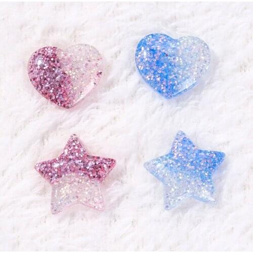 10pcs/lot Glitter Heart Flatback Resin Cabochons for Jewelry DIY Multicolor Scrapbooking Hair Bow Crafts Making Embellishment