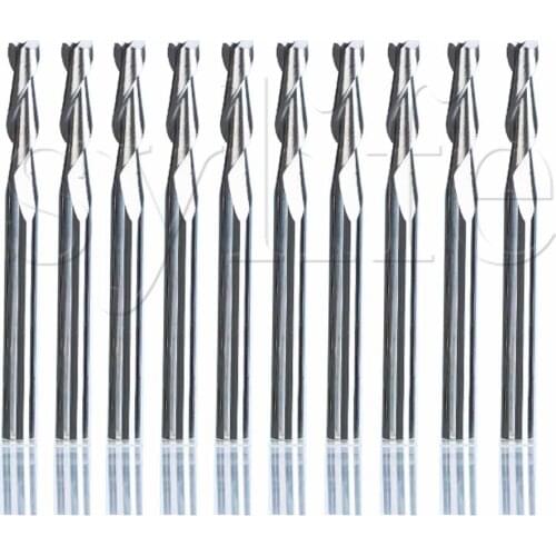 10x Double Flute Spiral Cutter 3.175x12mm CNC Router Bits Wood Acrylic Drill
