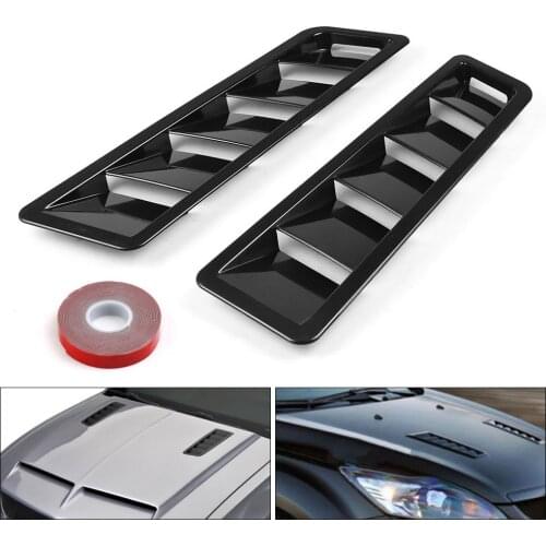 2PCS Universal Car Air intake Scoop Bonnet Hood Vent Louver Cooling Panel Trim Set Matte Black carbon fiber ABS 17X5 Inch