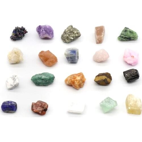 20pcs/set Rock and Mineral Collection Geology Education Crystals Natural Mineral Ore Specimens