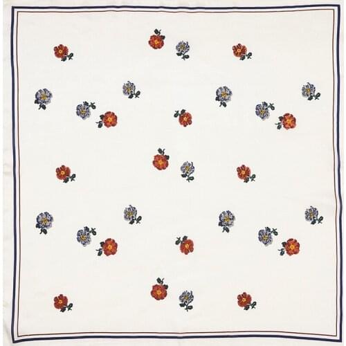 2020 60x60 Flower floral Multipurpose women Silk twill scarf Satin square tie Hairband ladies foulard femme towel bufanda shawl