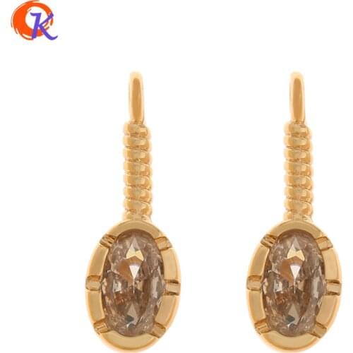 Cordial Design 40Pcs 4*13MM DIY Making/Jewelry Accessories/Genuine Gold Plating/Oval Shape/Hand Made/CZ Charms/Earring Findings
