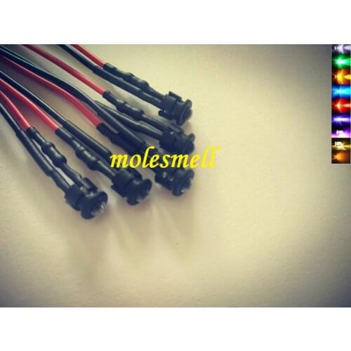 5pcs 3mm 3V DC Pre-Wired water clear round LED + Bezel Holder Light Lamp red yellow blue green white orange uv pink warm white