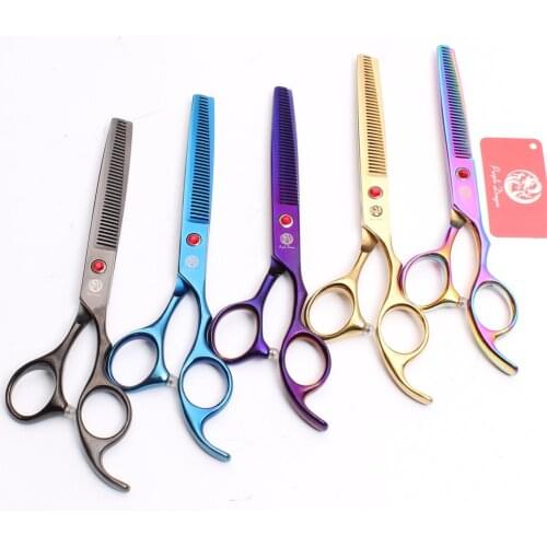 6.5" 18cm Japan Steel Purple Dragon Professional Pets Hair Scissors Cats Dogs Grooming Shears Hairdressing Thinning Shears Z4007