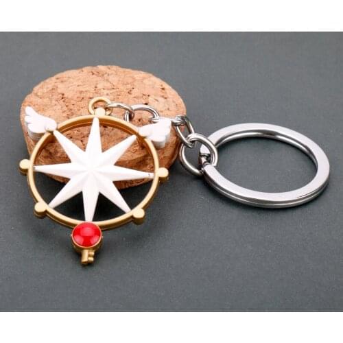 MQCHUN Anime Cardcaptor Sakura Keychain Star Wings Card Captor Sakura Key Cover Kawaii Keychains Metal Key Cap Covers -50
