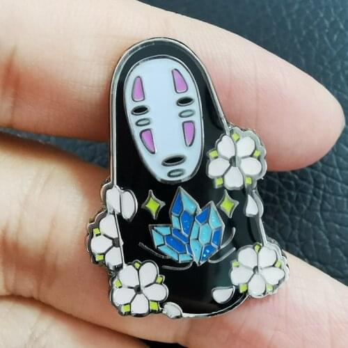 No Face With Glitter Crystal Brooch