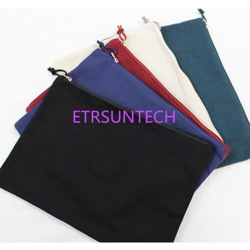 Large Colorful Pure color canvas file bag Cotton Canvas bag for ipad Canvas zipper bag Cotton Clutch Bag make up pouch 34cmx24cm