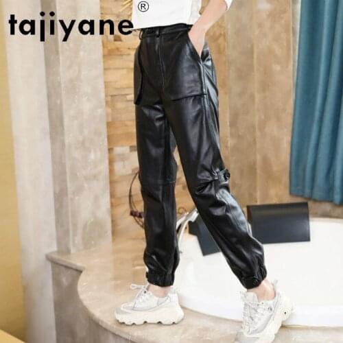 Pants Womens Spring Real Sheepskin Oversized Pants Woman Genuine Leather Trousers Womenswear Femme Pantalon TN2403