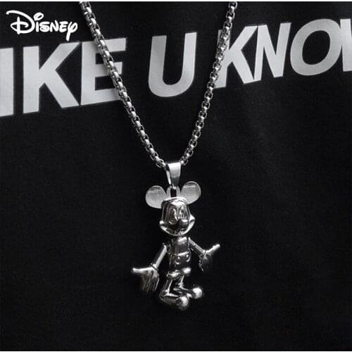 Disney Mickey Mouse Model Stainless Steel Chain Vintage Punk Pendant Necklace for Women Hiphop Jewelry Girl Cool Gifts Party